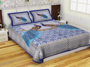 King Size Jaipuri Printed Bed sheet (pack of 1) Peacock print