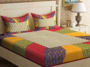 King Size Jaipuri Printed Bed sheet (pack of 1) multi-color