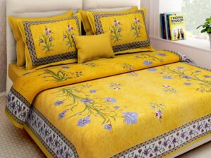 King Size Jaipuri Printed Bed sheet (pack of 1) Gold