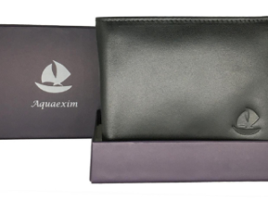 Aquaexim Black leather wallet for men with RFID and SIM slots