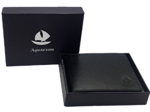 Aquaexim Classic black leather wallet for men with RFID