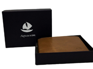 Aquaexim Classic tan leather wallet for men with RFID