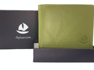 Aquaexim Light green genuine leather wallet for men with RFID
