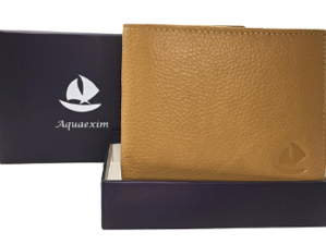 Aquaexim Tan colour leather wallet for men with RFID and SIM slots