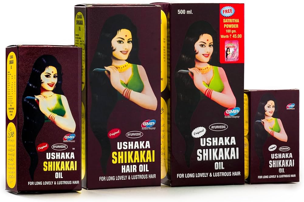USHAKA Shikakai Hair Oil: 100% Natural Ayurvedic for All Hair Types - Boost Healthy Hair & Scalp Growth (500ml)