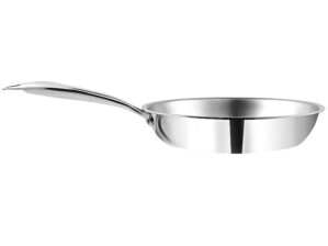 Vinod Platinum Triply Stainless Steel Frypan 22 cm | 2.5 mm Thick | Steel Pan | Scratch Resistant, Non Toxic | 5 Year Warranty | Induction & Gas Friendly, Heavy Bottom