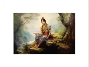 Krsna Arts Unframed Rolled Art Print|| Beautiful Lord Krishna Sitting Motion Canvas Wall Art Print for Home Décor And Office||Unframed canvas Painting For Wall decor||Home wall and Office Interior
