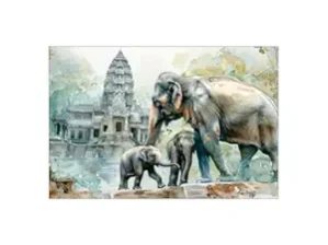 Krsna Arts Unframed Rolled Art Print|| Beautiful Elephant Canvas Wall Art Print for Home Décor And Office||Unframed canvas Painting For Wall decor||Home wall and Office Interior