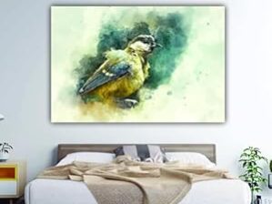 Krsna Arts Unframed Rolled Art Print || Great Tit in Watercolor Beautiful Abstract Canvas Wall Art Print for Home Décor And Office || Unframed canvas Painting For Wall decor || Wall Paintings for Home and Office Décor Size : 24x36 Inches