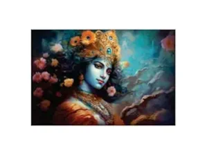 Krsna Arts Unframed Rolled Art Print|| Beautiful Krishnaa Canvas Wall Art Print for Home Décor And Office||Unframed canvas Painting For Wall decor||Home wall and Office Interior