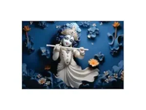 Krsna Arts Unframed Rolled Art Print|| Beautiful Divine Krishna Canvas Wall Art Print for Home Décor And Office||Unframed canvas Painting For Wall decor||Home wall and Office Interior