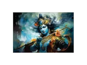 Krsna Arts Unframed Rolled Art Print|| Beautiful Lord Krishna Canvas Wall Art Print for Home Décor And Office||Unframed canvas Painting For Wall decor||Home wall and Office Interior