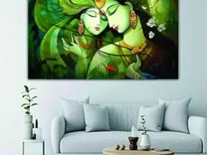 Krsna Arts Unframed Rolled Art Print || Devine Radha Krishna Beautiful Abstract Canvas Wall Art Print for Home Décor And Office || Unframed canvas Painting For Wall decor || Wall Paintings for Home and Office Décor Size : 24x36 Inches