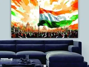 Krsna Arts Unframed Rolled Art Print || Echoes Of Republic Day Beautiful Abstract Canvas Wall Art Print for Home Décor And Office || Unframed canvas Painting For Wall decor || Wall Paintings for Home and Office Décor Size : 24x36 Inches