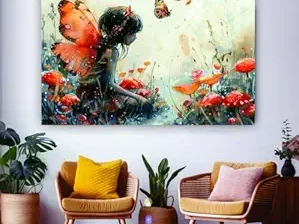 Krsna Arts Unframed Rolled Art Print || Encanting Watercolor Fairy Illustration Abstract Canvas Wall Art Print for Home Décor And Office || Unframed canvas Painting For Wall decor || Wall Paintings for Home and Office Décor Size : 24x36 Inches