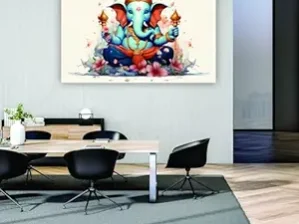 Krsna Arts Unframed Rolled Art Print || Lord Ganesha Colourfull Beautiful Abstract Canvas Wall Art Print for Home Décor And Office || Unframed canvas Painting For Wall decor || Wall Paintings for Home and Office Décor Size : 24x36 Inches