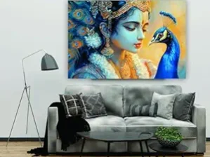 Krsna Arts Unframed Rolled Art Print ||Divine Lord Krishna Beautiful Abstract Canvas Wall Art Print for Home Décor And Office || Unframed canvas Painting For Wall decor || Wall Paintings for Home and Office Décor Size : 24x36 Inches