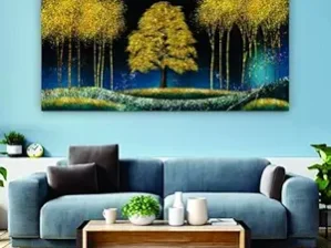 Krsna Arts Unframed Rolled Art Print || Natural Golden Tree Beautiful Abstract Canvas Wall Art Print for Home Décor And Office || Unframed canvas Painting For Wall decor || Wall Paintings for Home and Office Décor Size : 24x48 Inches