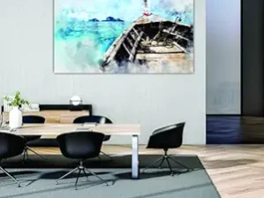 Krsna Arts Unframed Rolled Art Print || Boat In The Ocean Beautiful Abstract Canvas Wall Art Print for Home Décor And Office || Unframed canvas Painting For Wall decor || Wall Paintings for Home and Office Décor Size : 24x36 Inches