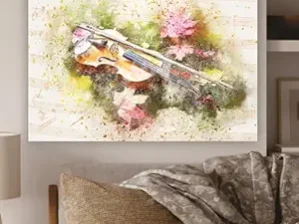 Krsna Arts Unframed Rolled Art Print || Colourfull Violin Beautiful Abstract Canvas Wall Art Print for Home Décor And Office || Unframed canvas Painting For Wall decor || Wall Paintings for Home and Office Décor Size : 24x36 Inches