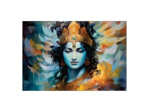 Krsna Arts Unframed Rolled Art Print|| Beautiful Lord Krishna gold Canvas Wall Art Print for Home Décor And Office||Unframed canvas Painting For Wall decor||Home wall and Office Interior