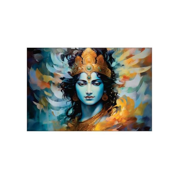 Krsna Arts Unframed Rolled Art Print|| Beautiful Lord Krishna gold Canvas Wall Art Print for Home Décor And Office||Unframed canvas Painting For Wall decor||Home wall and Office Interior