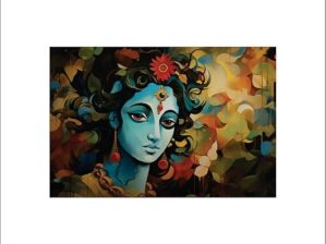 Krsna Arts Unframed Rolled Art Print|| Beautiful Lord Krishna Direct Face Canvas Wall Art Print for Home Décor And Office||Unframed canvas Painting For Wall decor||Home wall and Office Interior