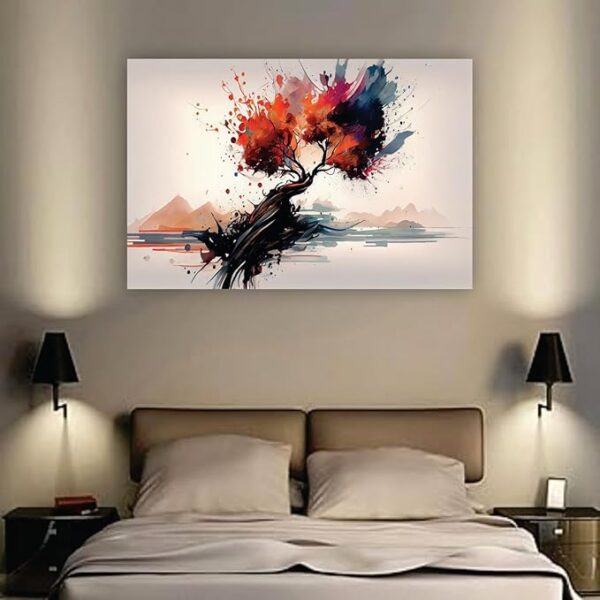 Krsna Arts Unframed Rolled Art Print|| Beautiful Colored Tree Canvas Wall Art Print for Home Décor And Office||Unframed canvas Painting For Wall decor||Home wall and Office Interior