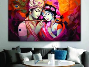 Krsna Arts Unframed Rolled Art Print || Radha Krishna Devine Portrait Beautiful Abstract Canvas Wall Art Print for Home Décor And Office || Unframed canvas Painting For Wall decor || Wall Paintings for Home and Office Décor Size : 24x36 Inches