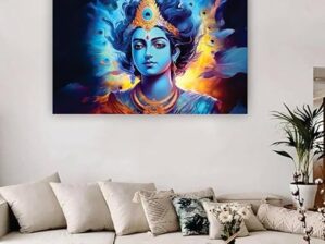 Krsna Arts Unframed Rolled Art Print|| Beautiful Lord Krishna in Meditation Canvas Wall Art Print for Home Décor And Office||Unframed canvas Painting For Wall decor||Home wall and Office Interior