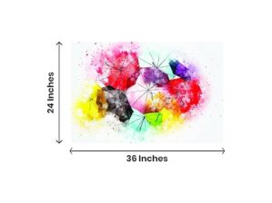 Krsna Arts Unframed Rolled Art Print || Colourfull Umbrella Beautiful Abstract Canvas Wall Art Print for Home Décor And Office || Unframed canvas Painting For Wall decor || Wall Paintings for Home and Office Décor Size : 24x36 Inches