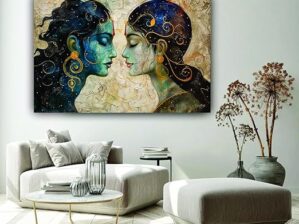 Krsna Arts Unframed Rolled Art Print || Lord Radha Krishna Divine Portrait With Gorgeous Background Beautiful Abstract Canvas Wall Art Print for Home Décor And Office || Unframed canvas Painting For Wall decor || Wall Paintings for Home and Office Décor Size : 24x36 Inches