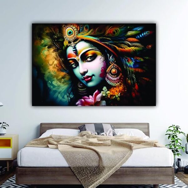 Krsna Arts Murli Manohar Beautiful Abstract Canvas Wall Art Print for Home Office Size 24x36 Inches