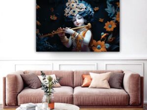 Krsna Arts Unframed Rolled Art Print|| Beautiful Krishna Canvas Wall Art Print for Home Décor And Office||Unframed canvas Painting For Wall decor||Home wall and Office Interior