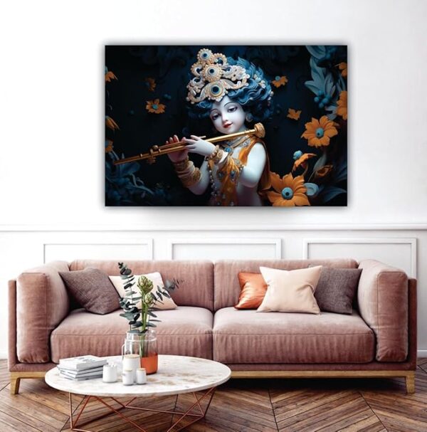 Krsna Arts Unframed Rolled Art Print|| Beautiful Krishna Canvas Wall Art Print for Home Décor And Office||Unframed canvas Painting For Wall decor||Home wall and Office Interior
