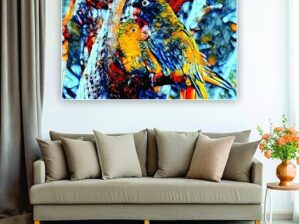 Krsna Arts Unframed Rolled Art Print || Colourfull Parots Beautiful Abstract Canvas Wall Art Print for Home Décor And Office || Unframed canvas Painting For Wall decor || Wall Paintings for Home and Office Décor Size : 24x36 Inches