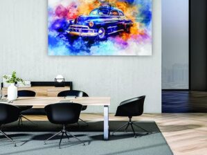 Krsna Arts Unframed Rolled Art Print || Watercolour Painting of Classic Vintage Car Beautiful Abstract Canvas Wall Art Print for Home Décor And Office || Unframed canvas Painting For Wall decor || Wall Paintings for Home and Office Décor Size : 24x36 Inches