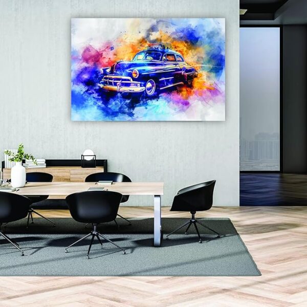 Krsna Arts Unframed Rolled Art Print || Watercolour Painting of Classic Vintage Car Beautiful Abstract Canvas Wall Art Print for Home Décor And Office || Unframed canvas Painting For Wall decor || Wall Paintings for Home and Office Décor Size : 24x36 Inches