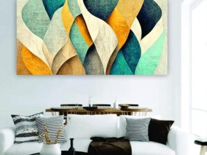 Krsna Arts Unframed Rolled Art Print || Light Blue Gray Golden White 3D Beautiful Abstract Canvas Wall Art Print for Home Décor And Office || Unframed canvas Painting For Wall decor || Wall Paintings for Home and Office Décor Size : 24x48 Inches