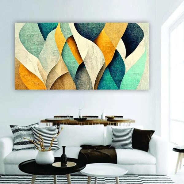 Krsna Arts Unframed Rolled Art Print || Light Blue Gray Golden White 3D Beautiful Abstract Canvas Wall Art Print for Home Décor And Office || Unframed canvas Painting For Wall decor || Wall Paintings for Home and Office Décor Size : 24x48 Inches