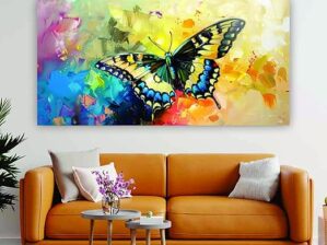 Krsna Arts Unframed Rolled Art Print || Butterfly Oil Paint Canvas Interior Beautiful Abstract Canvas Wall Art Print for Home Décor And Office || Unframed canvas Painting For Wall decor || Wall Paintings for Home and Office Décor Size : 24x48 Inches