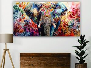 Krsna Arts Unframed Rolled Art Print || Watercolor Elephant Illustration Beautiful Abstract Canvas Wall Art Print for Home Décor And Office || Unframed canvas Painting For Wall decor || Wall Paintings for Home and Office Décor Size : 24x48 Inches