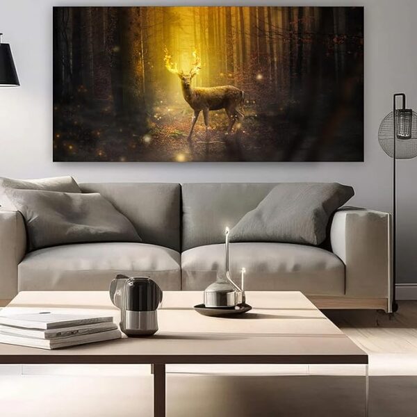Krsna Arts Unframed Rolled Art Print || Golden Deer Beautiful Abstract Canvas Wall Art Print for Home Décor And Office || Unframed canvas Painting For Wall decor || Wall Paintings for Home and Office Décor Size : 24x48 Inches