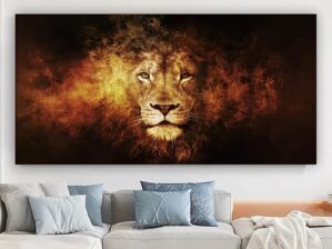 Krsna Arts Unframed Rolled Art Print || Lion Beautiful Abstract Canvas Wall Art Print for Home Décor And Office || Unframed canvas Painting For Wall decor || Wall Paintings for Home and Office Décor Size : 24x48 Inches