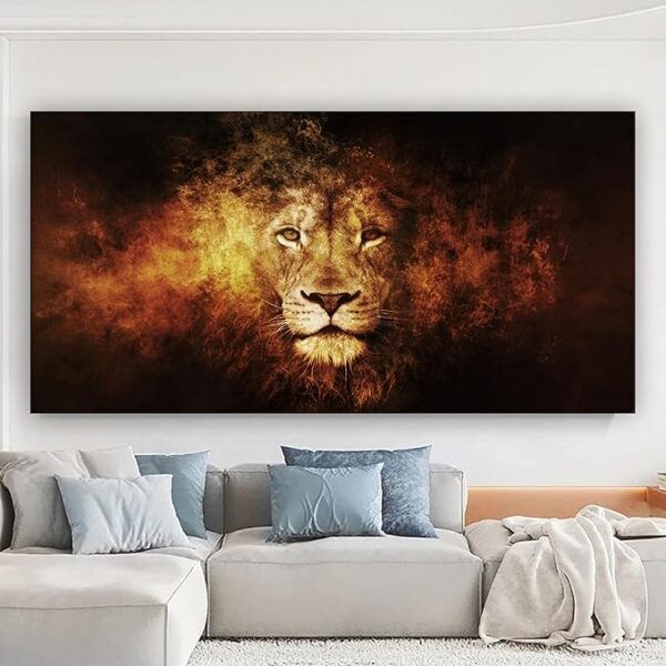 Krsna Arts Unframed Rolled Art Print || Lion Beautiful Abstract Canvas Wall Art Print for Home Décor And Office || Unframed canvas Painting For Wall decor || Wall Paintings for Home and Office Décor Size : 24x48 Inches