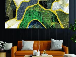 Krsna Arts Unframed Rolled Art Print || Golden Marble Beautiful Abstract Canvas Wall Art Print for Home Décor And Office || Unframed canvas Painting For Wall decor || Wall Paintings for Home and Office Décor Size : 24x48 Inches