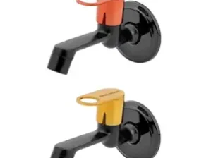 Matt Moon Brass Bib Cock Short Body, Bathroom Tap, with Wall Flange, Chrome Finish, Smooth Operating Handle, Long Lasting Warranty, Durable Water Tap for Bathroom (Gold +Black+ Maroon) (Pack of 2)