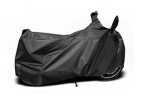 Great Ride®New Water Resistent || Two Wheeler Cover|| 100% Pure Poleyster with 5 Thread Stitching|| Whether & Dust Proof Full Body Protection with Buckle Strape Compatible ForAlpha_Blk