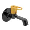 Matt Moon Brass Bib Cock Short Body, Bathroom Tap, with Wall Flange, Chrome Finish, Smooth Operating Handle, Long Lasting Warranty, Durable Water Tap for Bathroom (Black and Gold) - Image 3