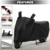 Great Ride®New Water Resistent || Two Wheeler Cover|| 100% Pure Poleyster with 5 Thread Stitching|| Whether & Dust Proof Full Body Protection with Buckle Strape Compatible ForAchiever 150_Blk - Image 4